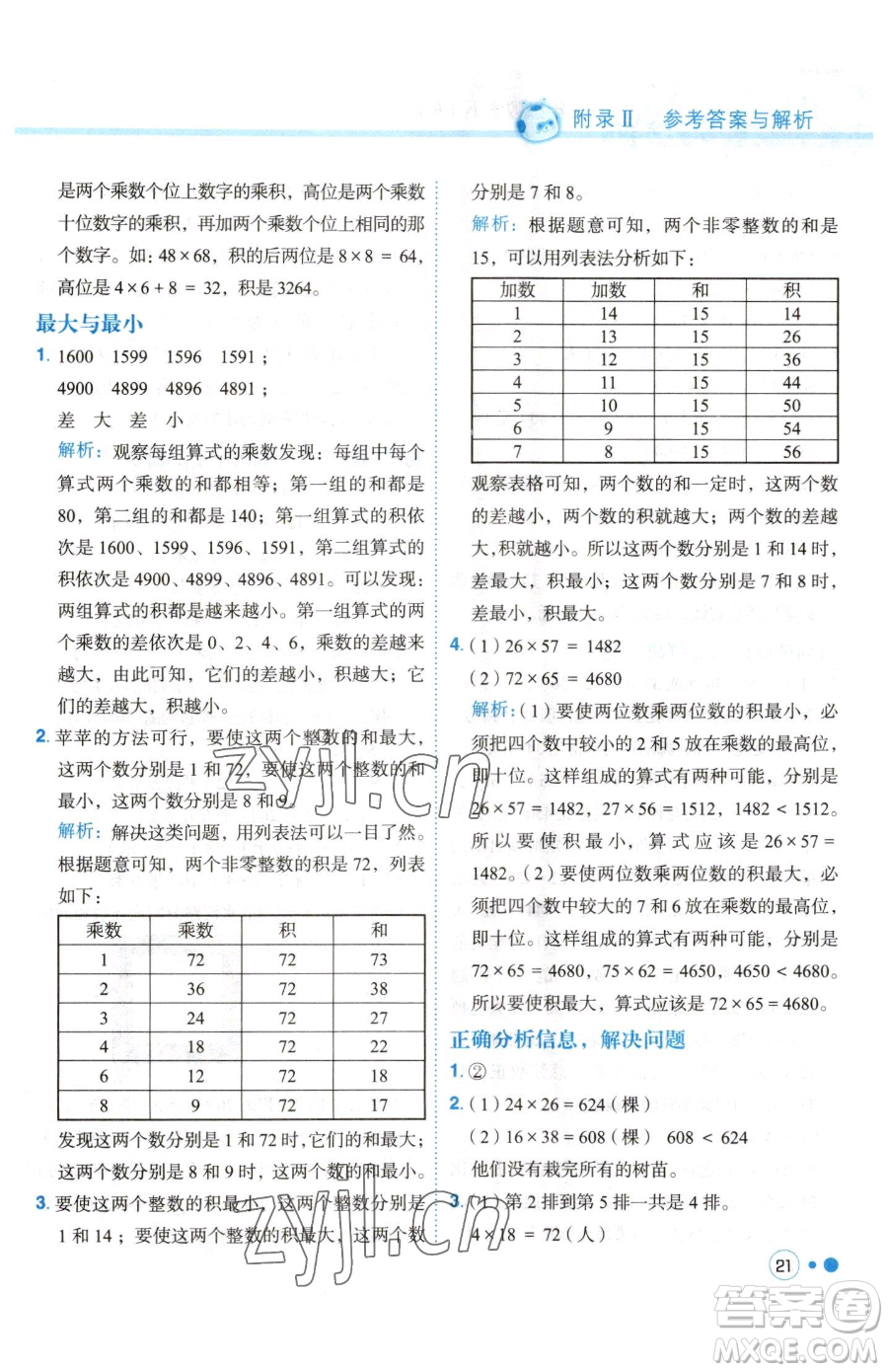 龍門(mén)書(shū)局2023黃岡小狀元練重點(diǎn)培優(yōu)同步作業(yè)三年級(jí)下冊(cè)數(shù)學(xué)人教版參考答案