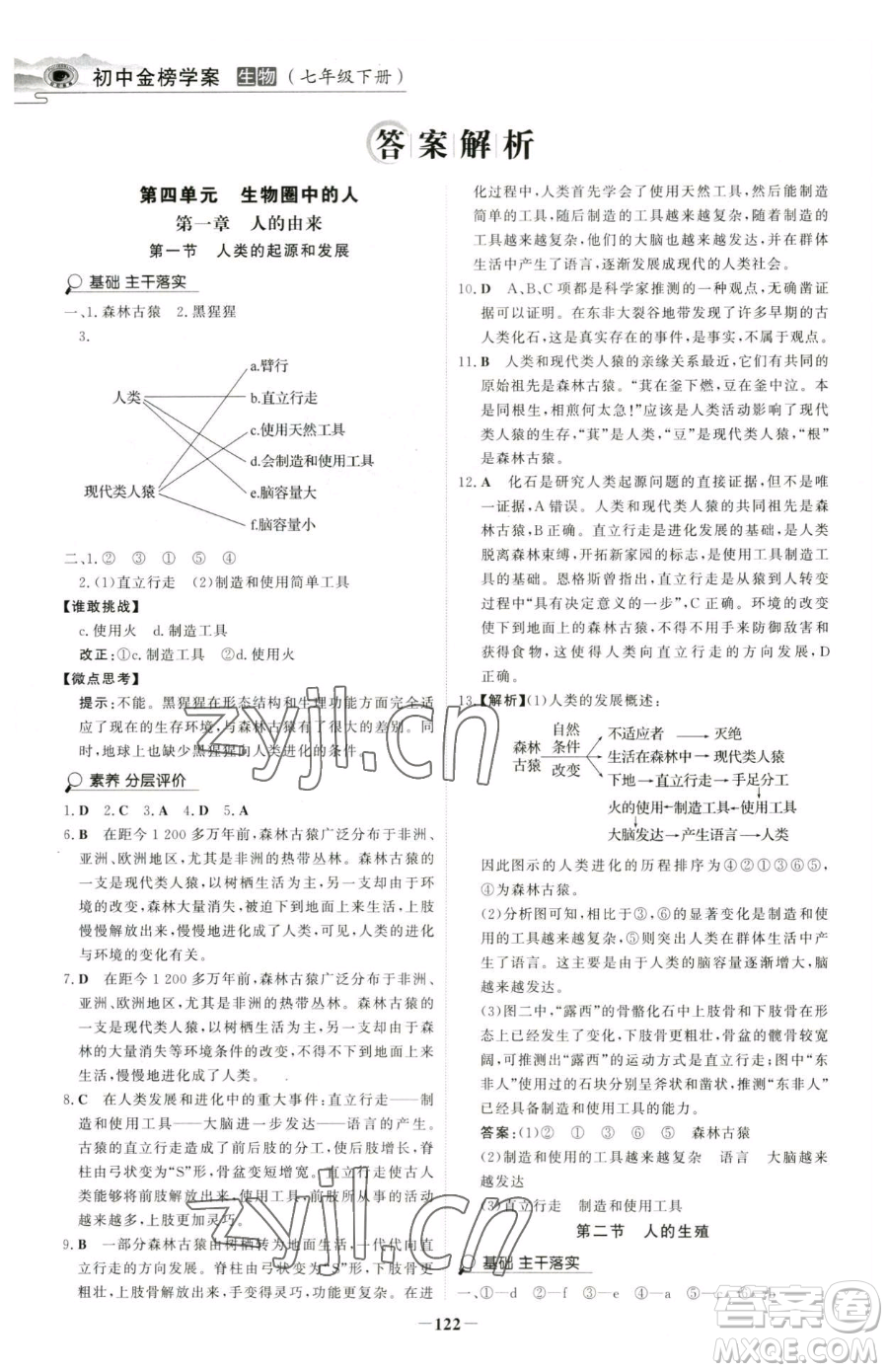 河北少年兒童出版社2023世紀(jì)金榜金榜學(xué)案七年級(jí)下冊(cè)生物人教版河南專(zhuān)版參考答案