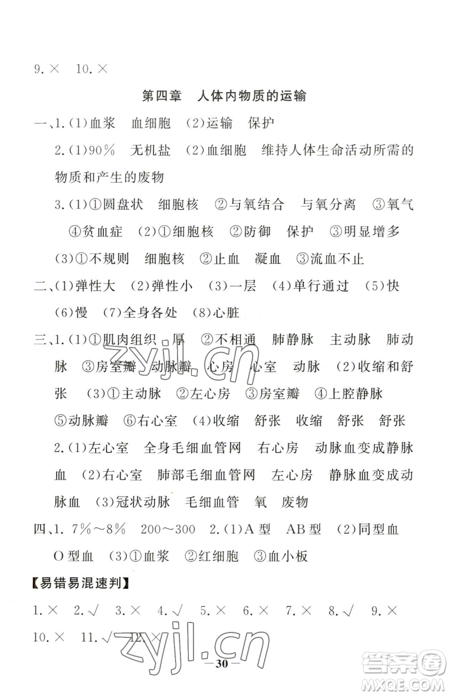 河北少年兒童出版社2023世紀(jì)金榜金榜學(xué)案七年級(jí)下冊(cè)生物人教版河南專(zhuān)版參考答案