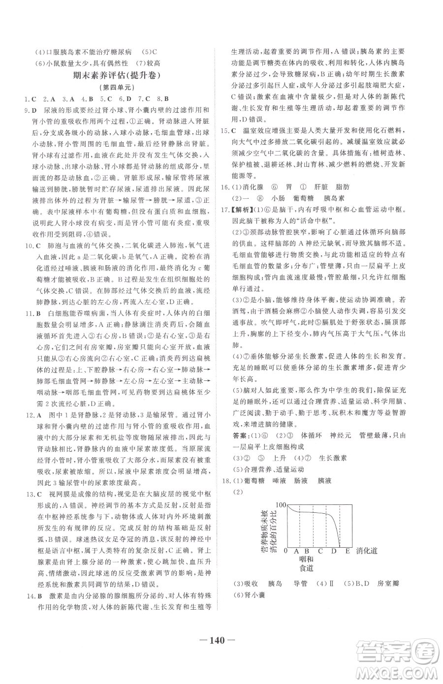 河北少年兒童出版社2023世紀(jì)金榜金榜學(xué)案七年級下冊生物人教版參考答案