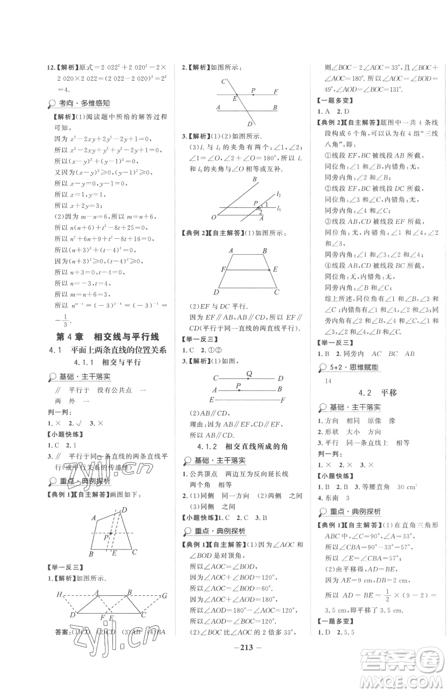 河北少年兒童出版社2023世紀金榜金榜學案七年級下冊數(shù)學湘教版參考答案