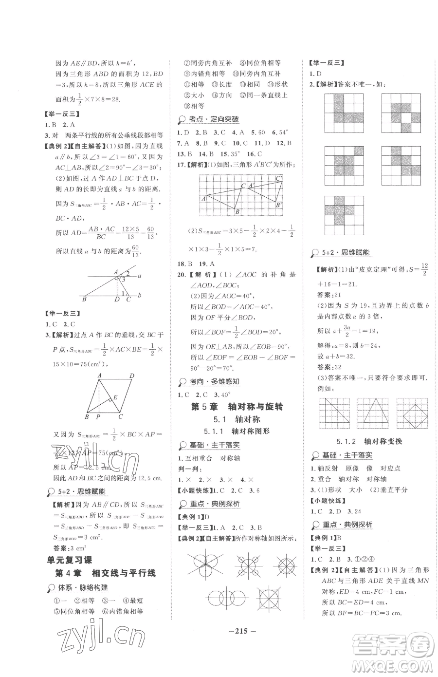 河北少年兒童出版社2023世紀金榜金榜學案七年級下冊數(shù)學湘教版參考答案