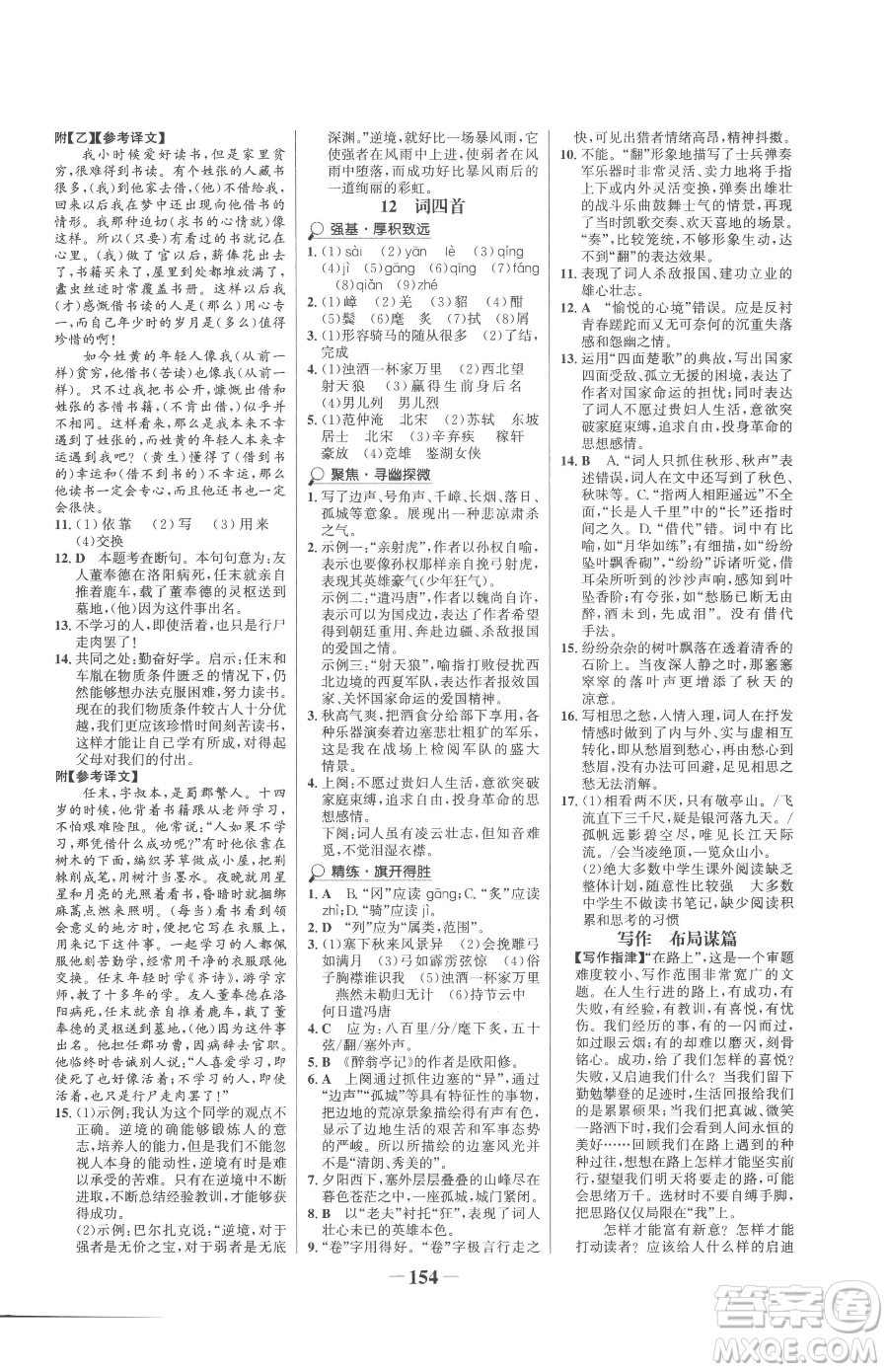 河北少年兒童出版社2023世紀(jì)金榜金榜學(xué)案九年級(jí)下冊(cè)語(yǔ)文部編版參考答案