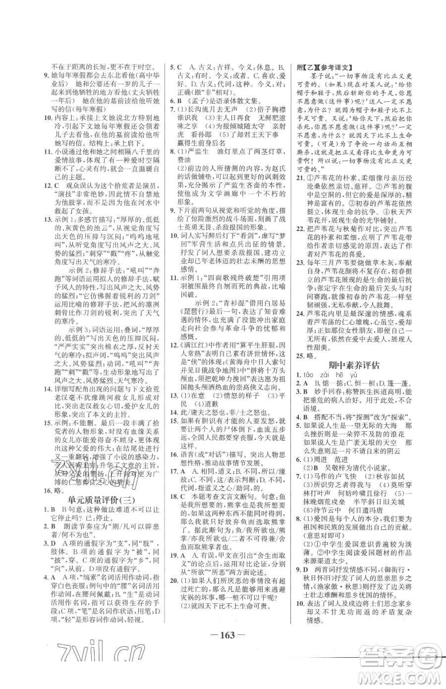 河北少年兒童出版社2023世紀(jì)金榜金榜學(xué)案九年級(jí)下冊(cè)語(yǔ)文部編版參考答案