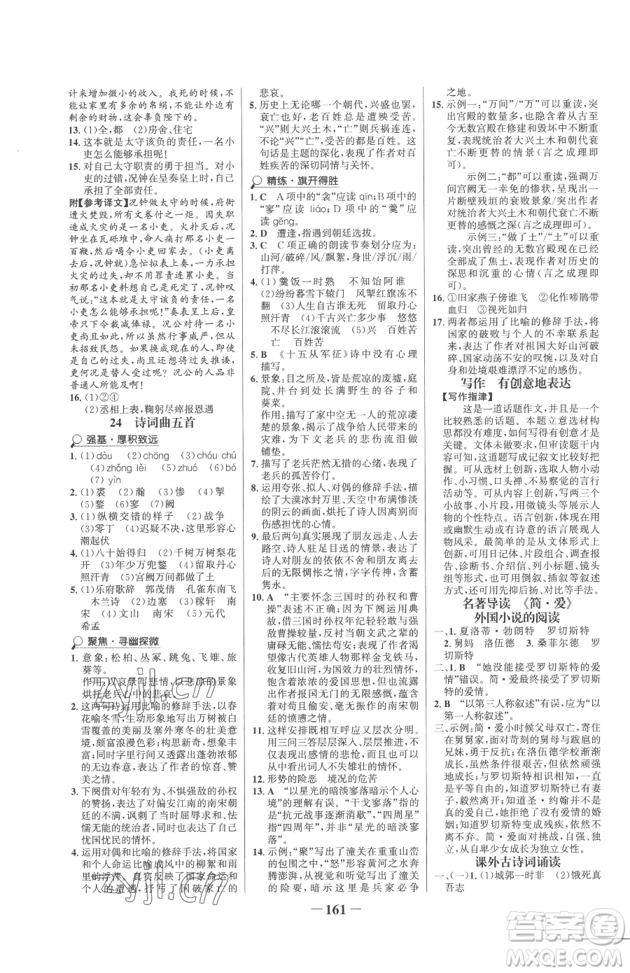 河北少年兒童出版社2023世紀(jì)金榜金榜學(xué)案九年級(jí)下冊(cè)語(yǔ)文部編版參考答案