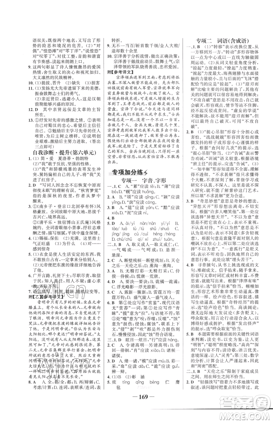 河北少年兒童出版社2023世紀(jì)金榜金榜學(xué)案九年級(jí)下冊(cè)語(yǔ)文部編版參考答案
