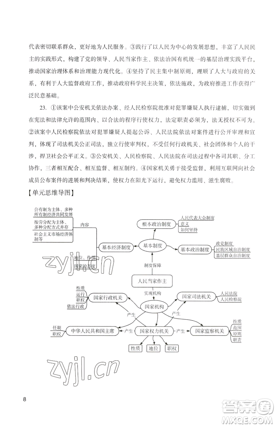 廣州出版社2023陽光學業(yè)評價八年級下冊道德與法治人教版參考答案