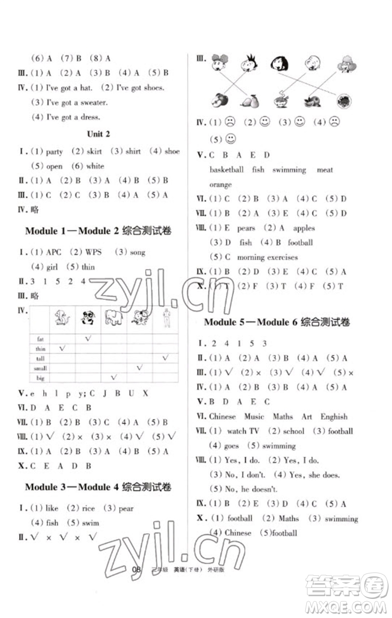 寧夏人民教育出版社2023學(xué)習(xí)之友三年級(jí)英語(yǔ)下冊(cè)外研版參考答案