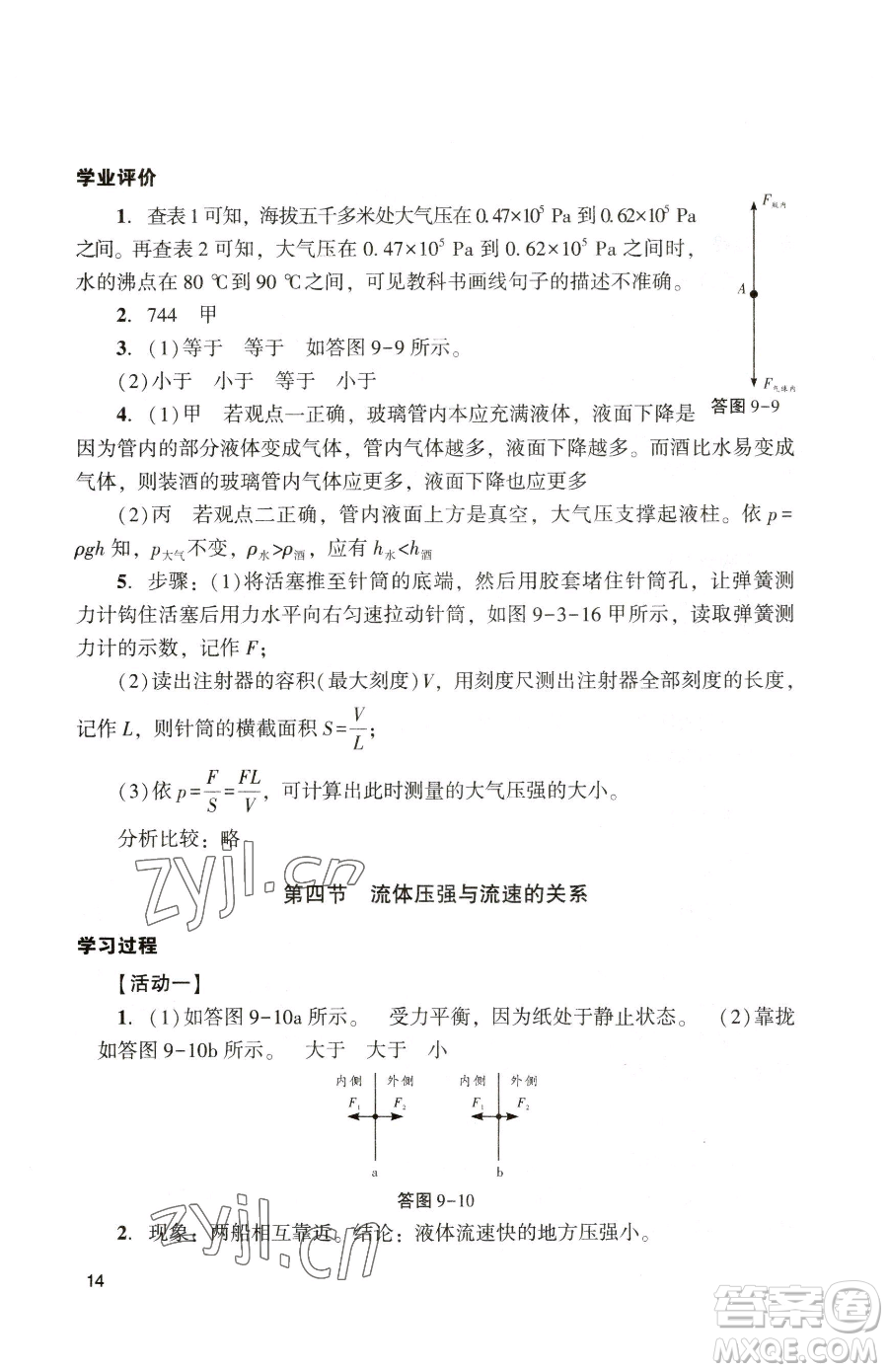 廣州出版社2023陽(yáng)光學(xué)業(yè)評(píng)價(jià)八年級(jí)下冊(cè)物理人教版參考答案