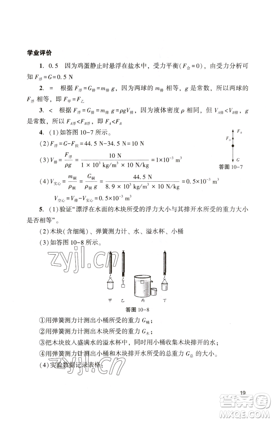 廣州出版社2023陽(yáng)光學(xué)業(yè)評(píng)價(jià)八年級(jí)下冊(cè)物理人教版參考答案