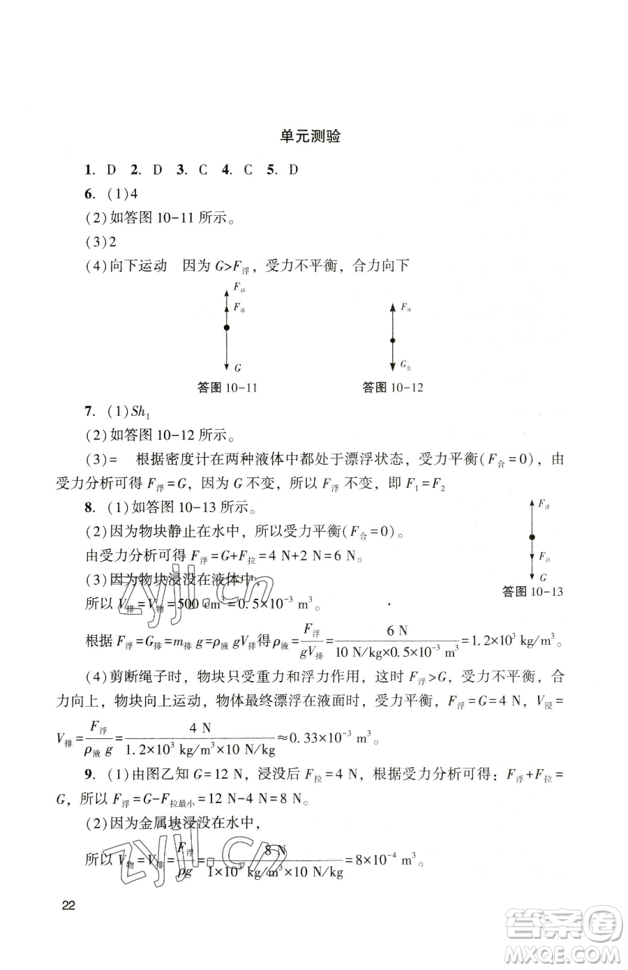 廣州出版社2023陽(yáng)光學(xué)業(yè)評(píng)價(jià)八年級(jí)下冊(cè)物理人教版參考答案