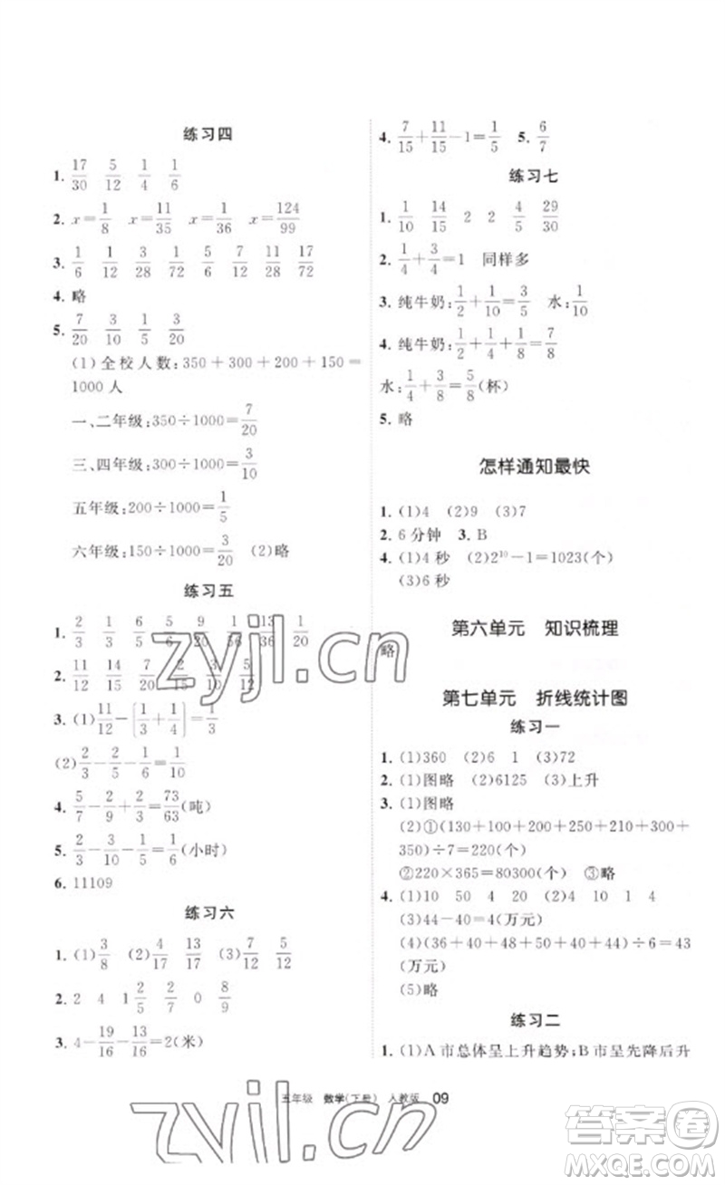 寧夏人民教育出版社2023學習之友五年級數(shù)學下冊人教版參考答案
