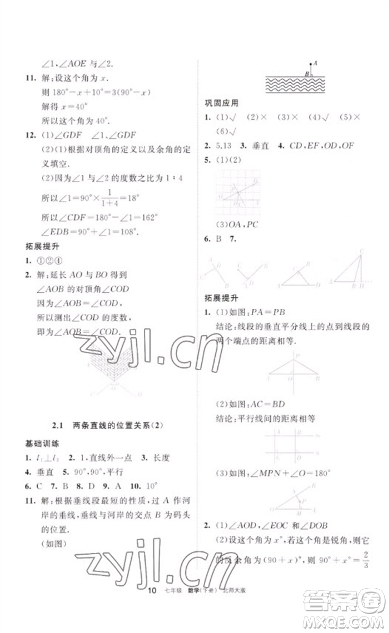 寧夏人民教育出版社2023學習之友七年級數(shù)學下冊北師大版參考答案