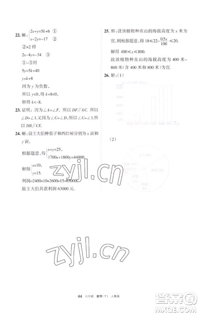 寧夏人民教育出版社2023學(xué)習(xí)之友七年級(jí)數(shù)學(xué)下冊(cè)人教版參考答案