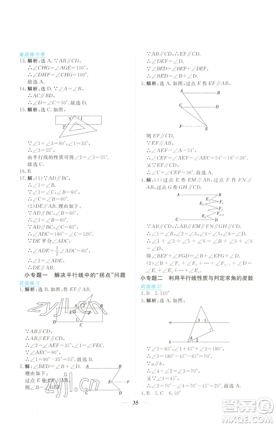 青海人民出版社2023新坐標(biāo)同步練習(xí)七年級(jí)下冊(cè)數(shù)學(xué)人教版青海專(zhuān)用參考答案