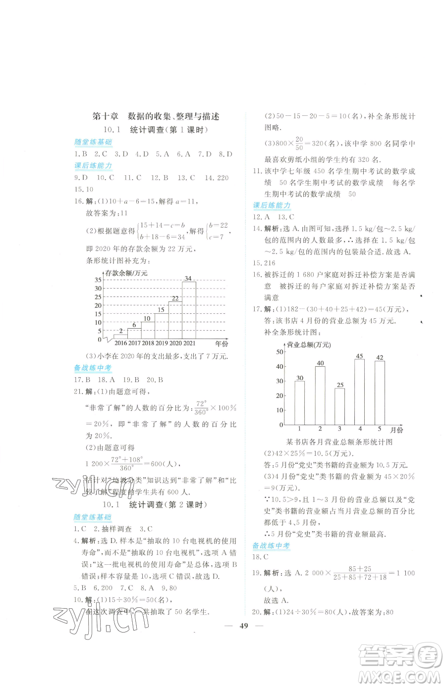 青海人民出版社2023新坐標(biāo)同步練習(xí)七年級(jí)下冊(cè)數(shù)學(xué)人教版青海專(zhuān)用參考答案