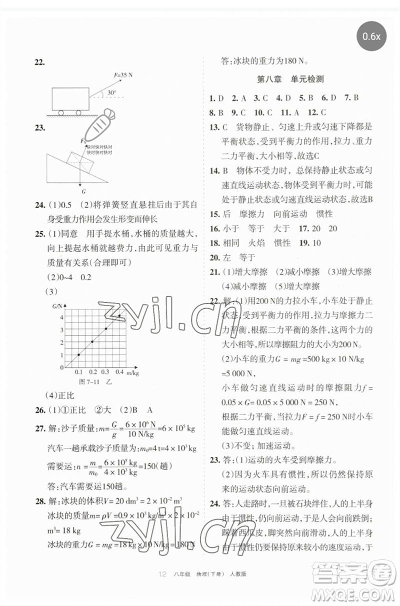 寧夏人民教育出版社2023學習之友八年級物理下冊人教版參考答案