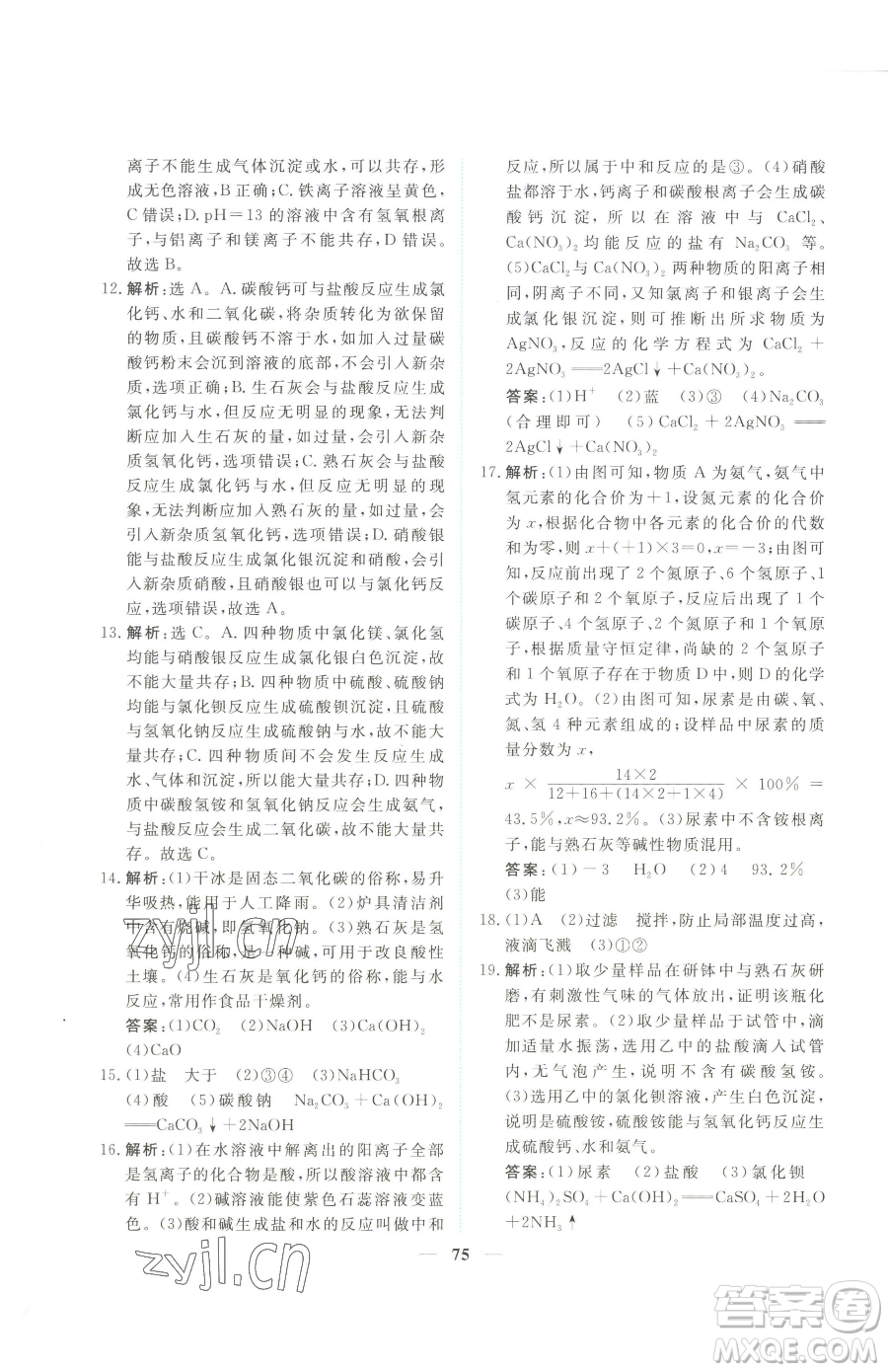 青海人民出版社2023新坐標(biāo)同步練習(xí)九年級(jí)下冊化學(xué)人教版青海專用參考答案