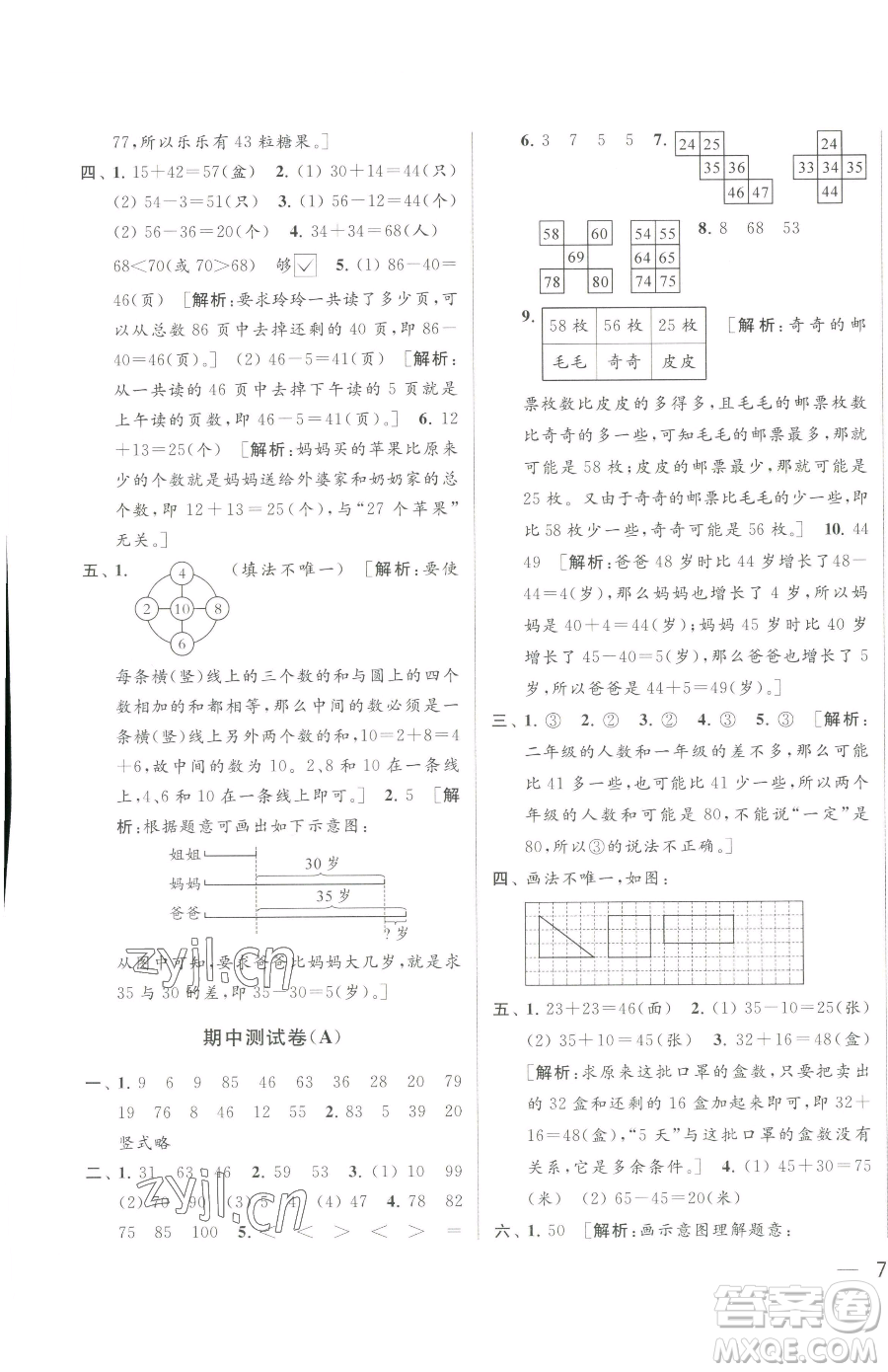 北京教育出版社2023同步跟蹤全程檢測(cè)一年級(jí)下冊(cè)數(shù)學(xué)蘇教版參考答案
