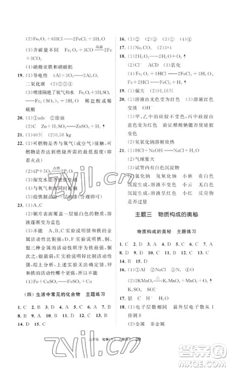 寧夏人民教育出版社2023學(xué)習(xí)之友九年級(jí)化學(xué)下冊(cè)人教版參考答案