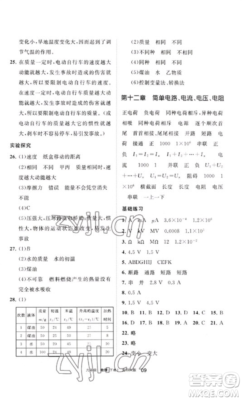 寧夏人民教育出版社2023學(xué)習(xí)之友九年級(jí)物理下冊(cè)北師大版參考答案
