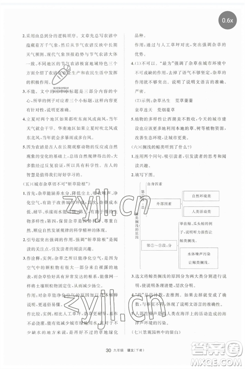 寧夏人民教育出版社2023學(xué)習(xí)之友九年級(jí)語(yǔ)文下冊(cè)人教版參考答案