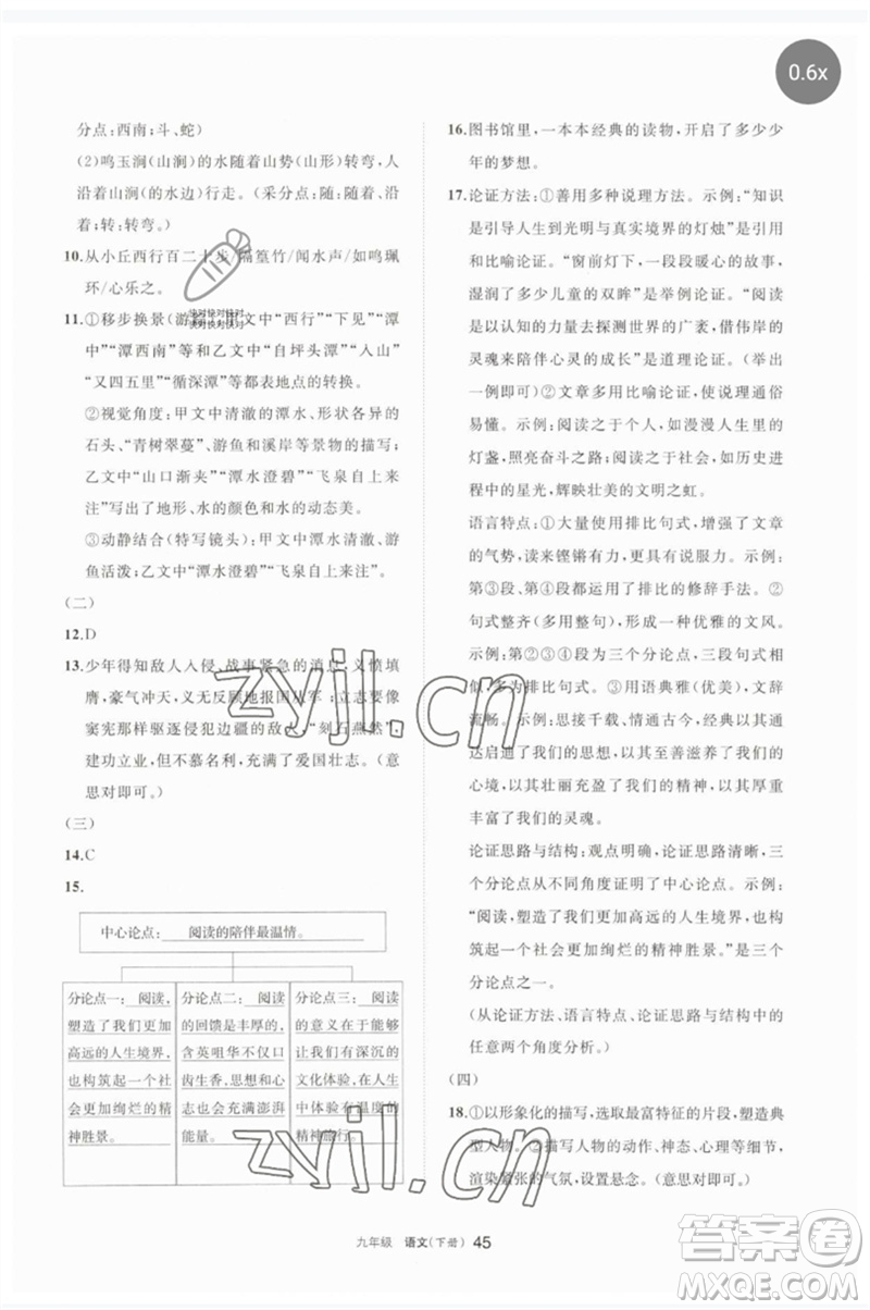 寧夏人民教育出版社2023學(xué)習(xí)之友九年級(jí)語(yǔ)文下冊(cè)人教版參考答案