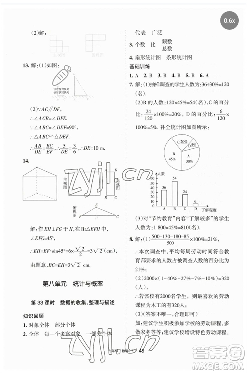 寧夏人民教育出版社2023學(xué)習(xí)之友九年級(jí)數(shù)學(xué)下冊(cè)人教版參考答案
