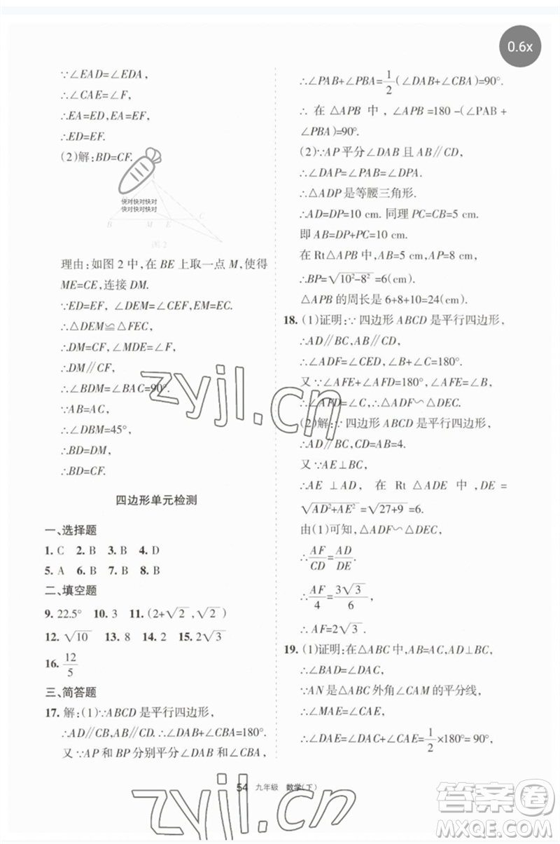 寧夏人民教育出版社2023學(xué)習(xí)之友九年級(jí)數(shù)學(xué)下冊(cè)人教版參考答案