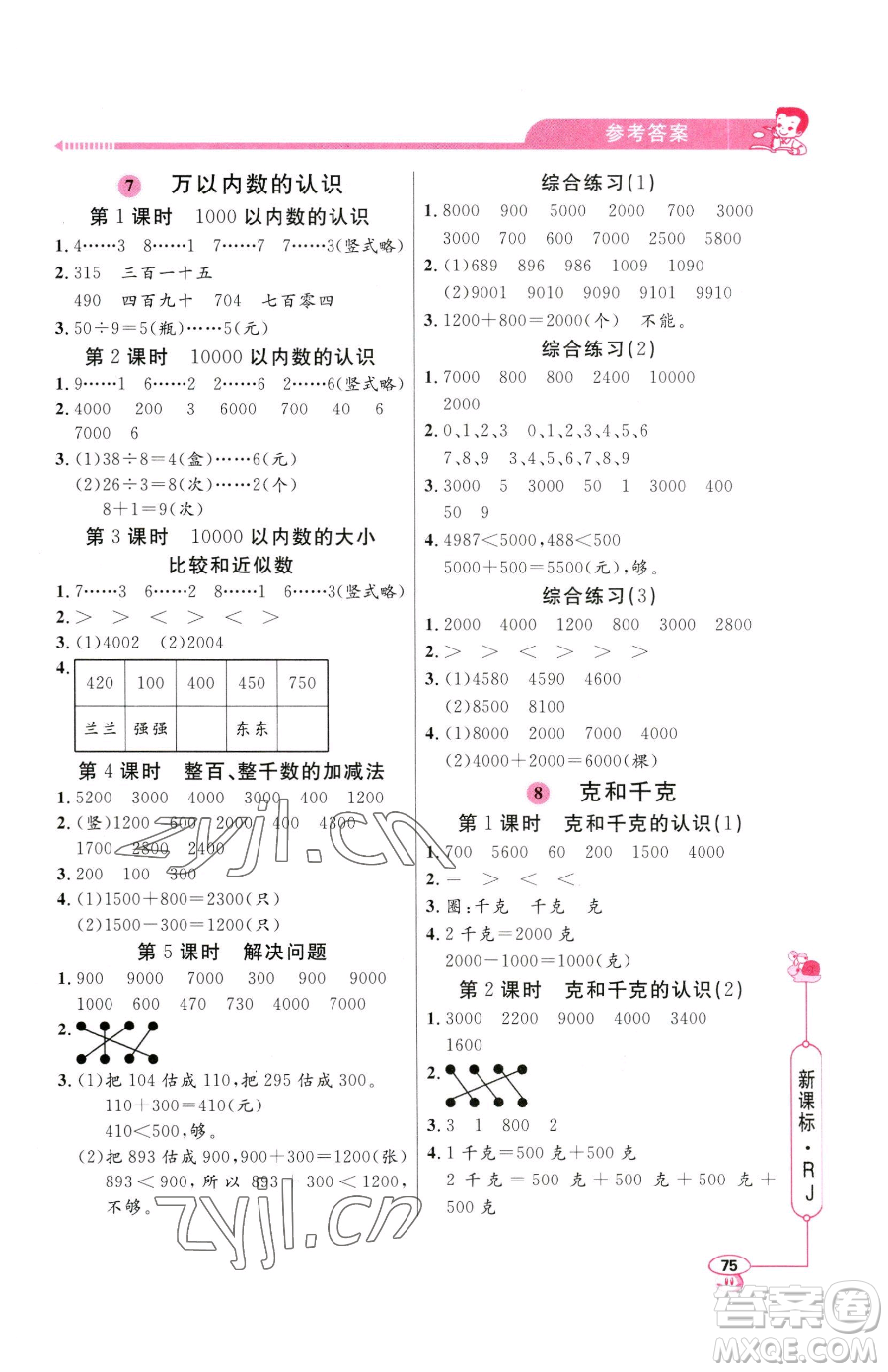 山東畫報(bào)出版社2023應(yīng)用題天天練二年級(jí)下冊(cè)數(shù)學(xué)人教版參考答案