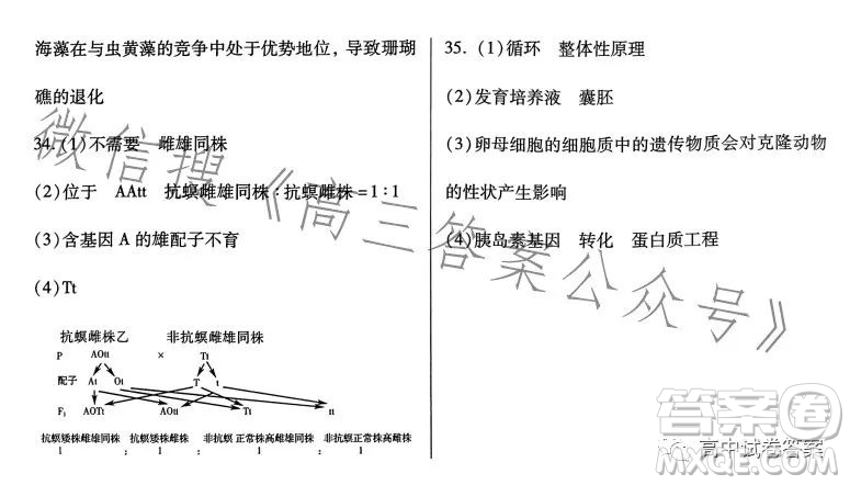 名校名師名卷2023新高考預(yù)測(cè)押題卷二理綜試卷答案