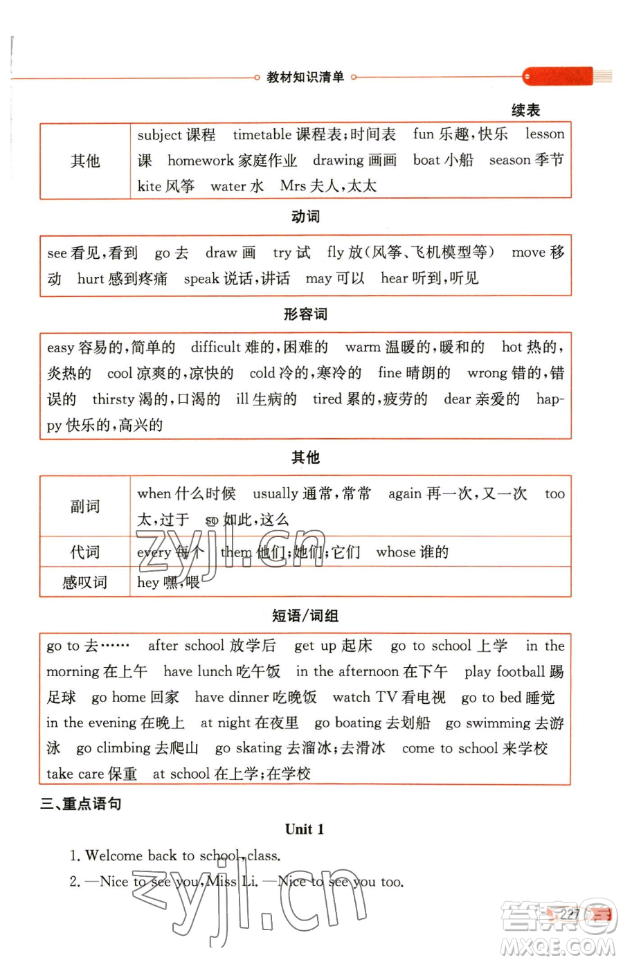 陜西人民教育出版社2023小學(xué)教材全解四年級(jí)下冊(cè)英語譯林牛津版三起參考答案