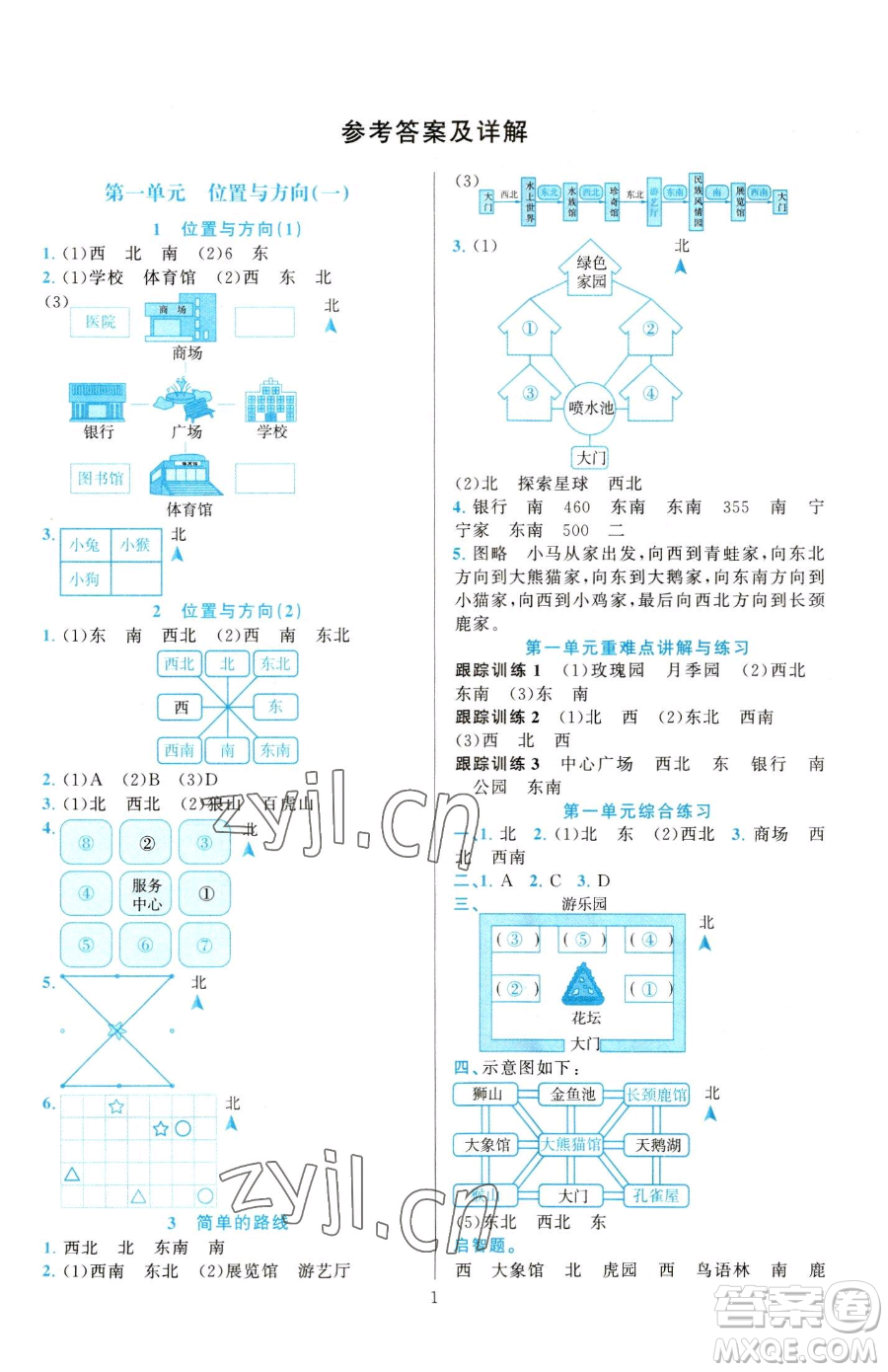浙江教育出版社2023全優(yōu)方案夯實(shí)與提高三年級(jí)下冊(cè)數(shù)學(xué)人教版參考答案