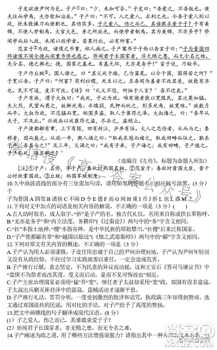 2023年合肥一中高三最后一卷語(yǔ)文試題答案