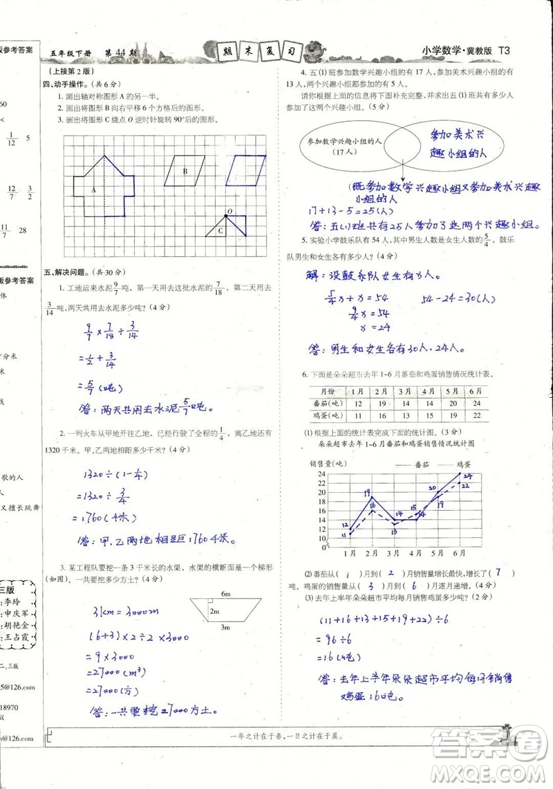 2023年春少年智力開發(fā)報五年級數(shù)學下冊冀教版第43-46期答案