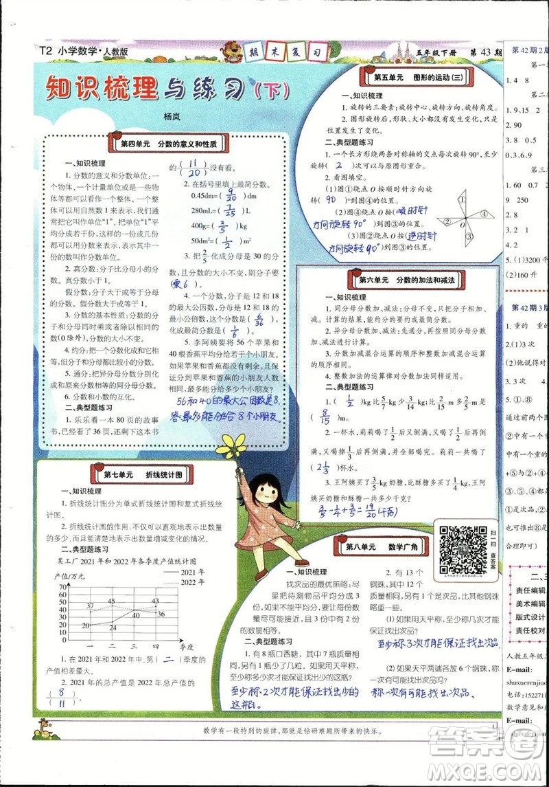 2023年春少年智力開(kāi)發(fā)報(bào)五年級(jí)數(shù)學(xué)下冊(cè)人教版第43-46期答案