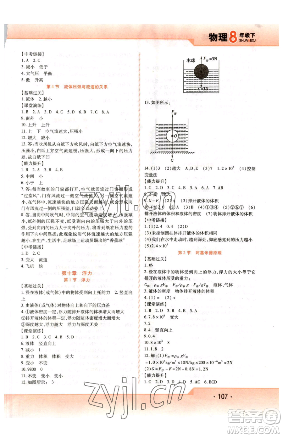 北方婦女兒童出版社2023精析巧練課時達(dá)標(biāo)八年級下冊物理人教版參考答案