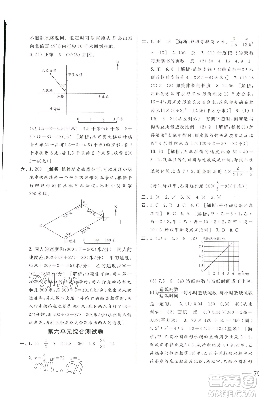 北京教育出版社2023同步跟蹤全程檢測六年級(jí)下冊(cè)數(shù)學(xué)蘇教版參考答案