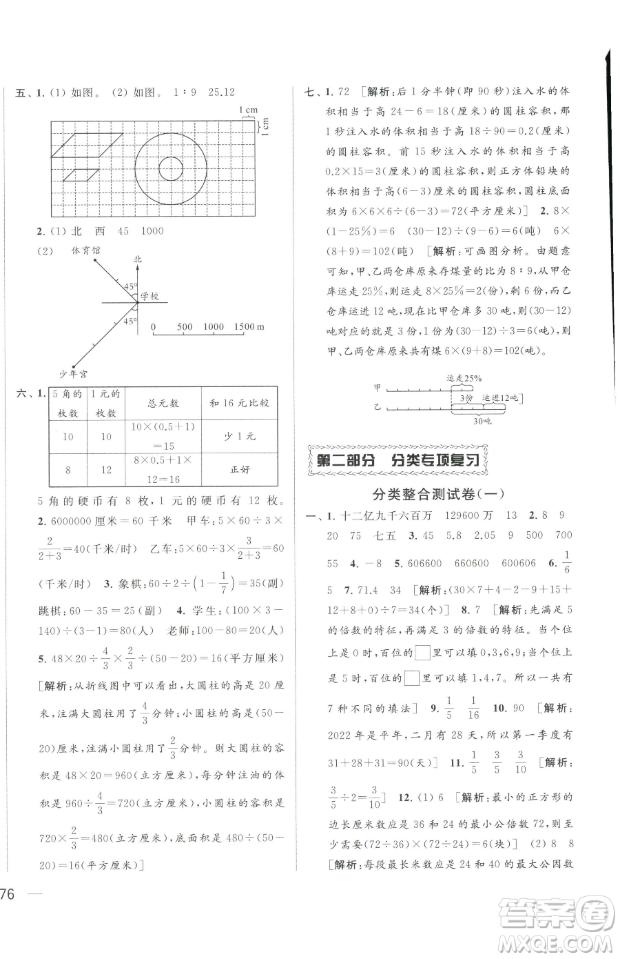 北京教育出版社2023同步跟蹤全程檢測六年級(jí)下冊(cè)數(shù)學(xué)蘇教版參考答案