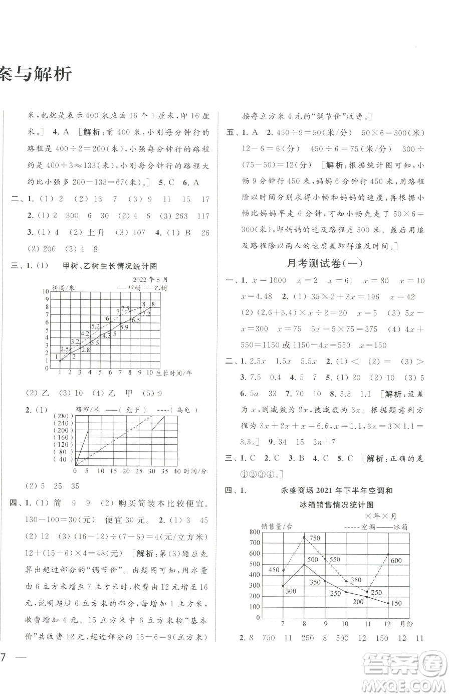 北京教育出版社2023同步跟蹤全程檢測五年級下冊數(shù)學蘇教版參考答案