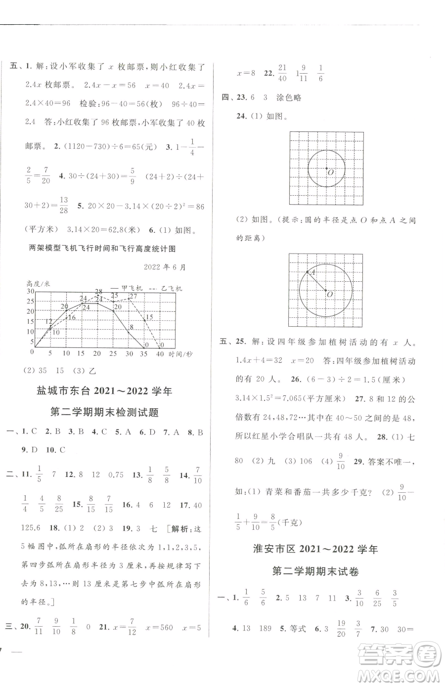 北京教育出版社2023同步跟蹤全程檢測五年級下冊數(shù)學蘇教版參考答案