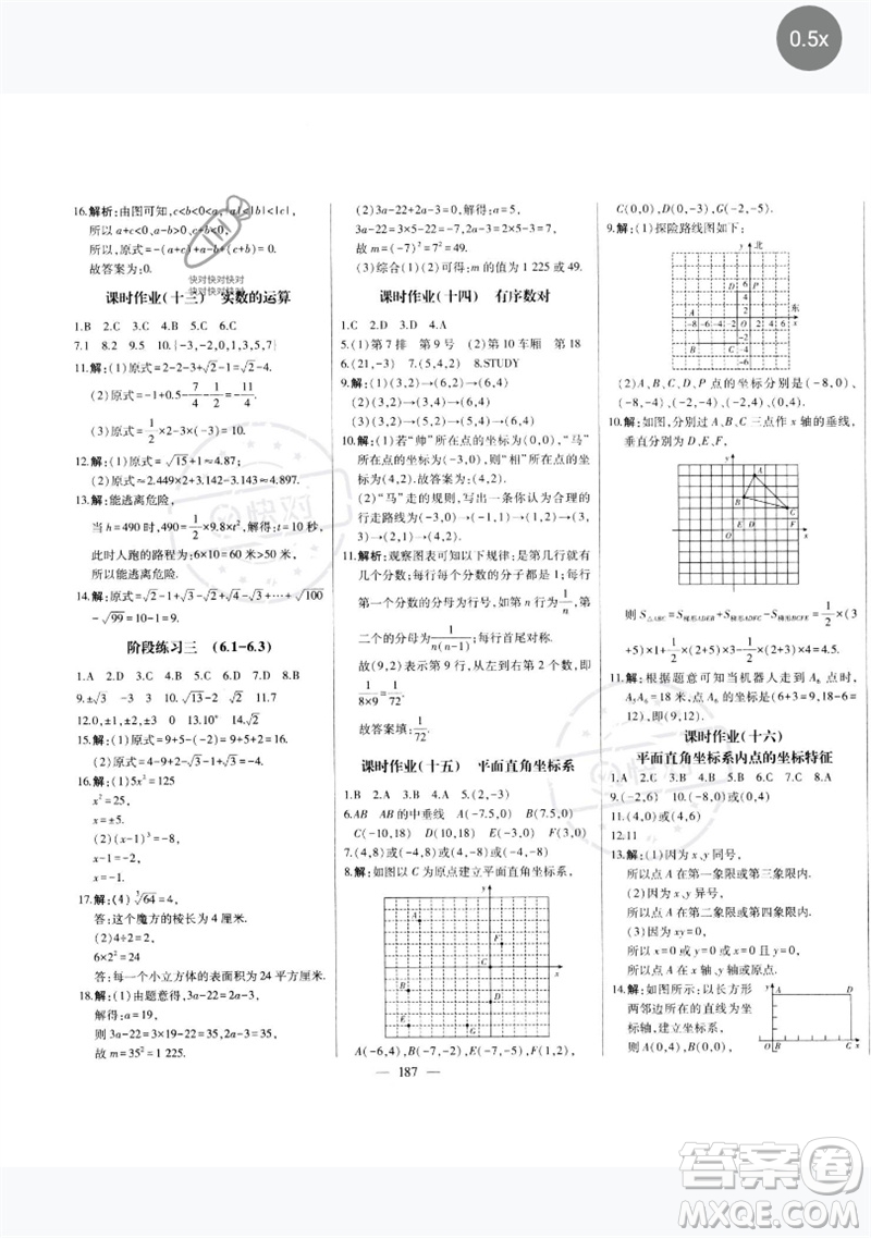吉林人民出版社2023初中新課標(biāo)名師學(xué)案智慧大課堂七年級數(shù)學(xué)下冊人教版參考答案