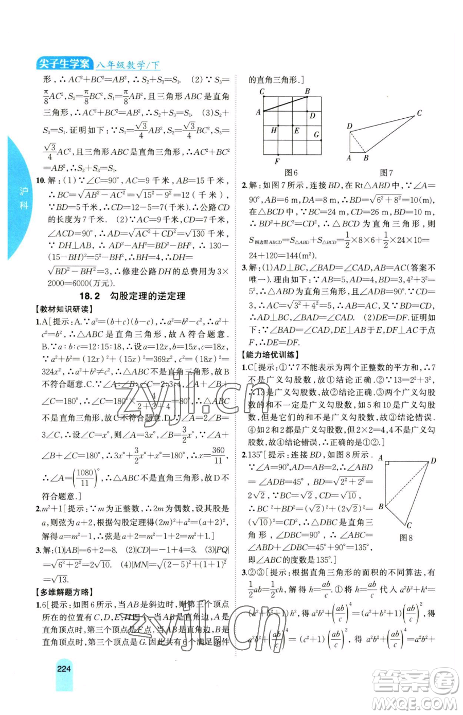吉林人民出版社2023尖子生學(xué)案八年級(jí)下冊(cè)數(shù)學(xué)滬科版參考答案
