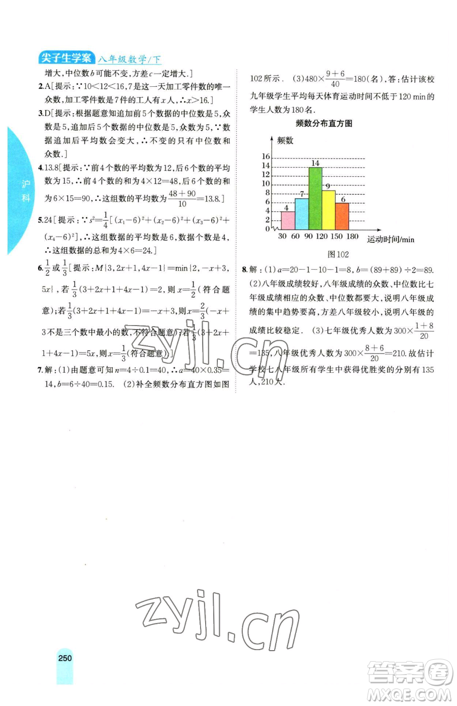 吉林人民出版社2023尖子生學(xué)案八年級(jí)下冊(cè)數(shù)學(xué)滬科版參考答案