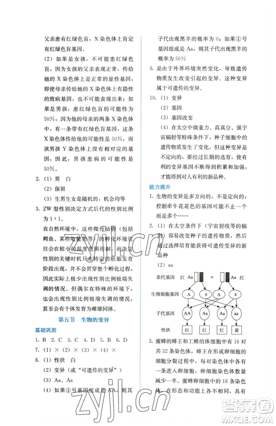 人民教育出版社2023同步解析與測(cè)評(píng)八年級(jí)下冊(cè)生物學(xué)人教版參考答案