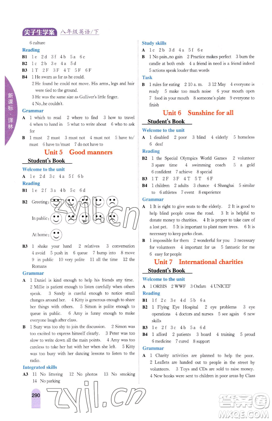 吉林人民出版社2023尖子生學案八年級下冊英語譯林版參考答案