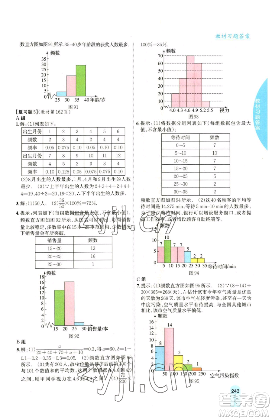 吉林人民出版社2023尖子生學(xué)案八年級下冊數(shù)學(xué)湘教版參考答案
