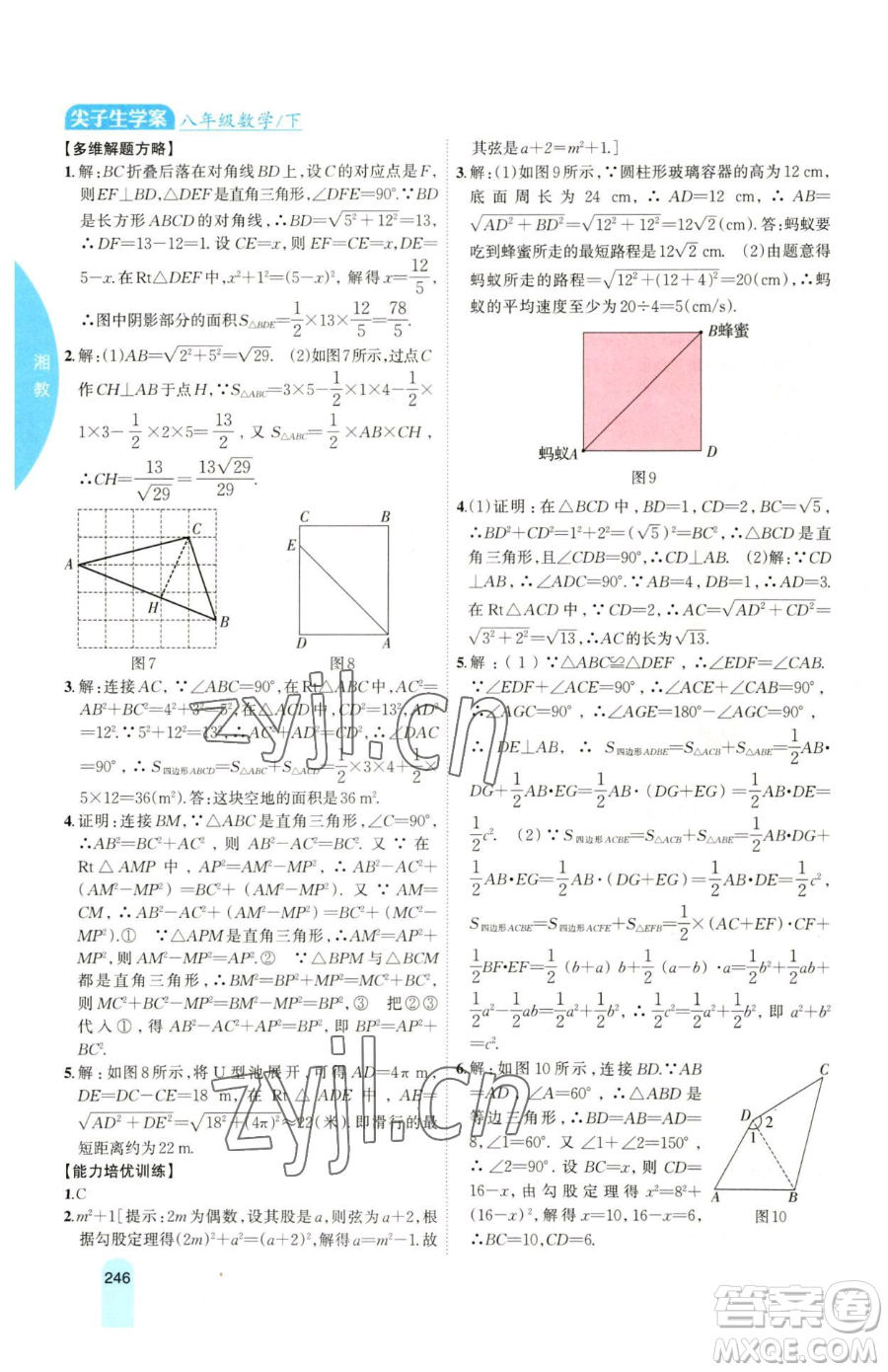 吉林人民出版社2023尖子生學(xué)案八年級下冊數(shù)學(xué)湘教版參考答案