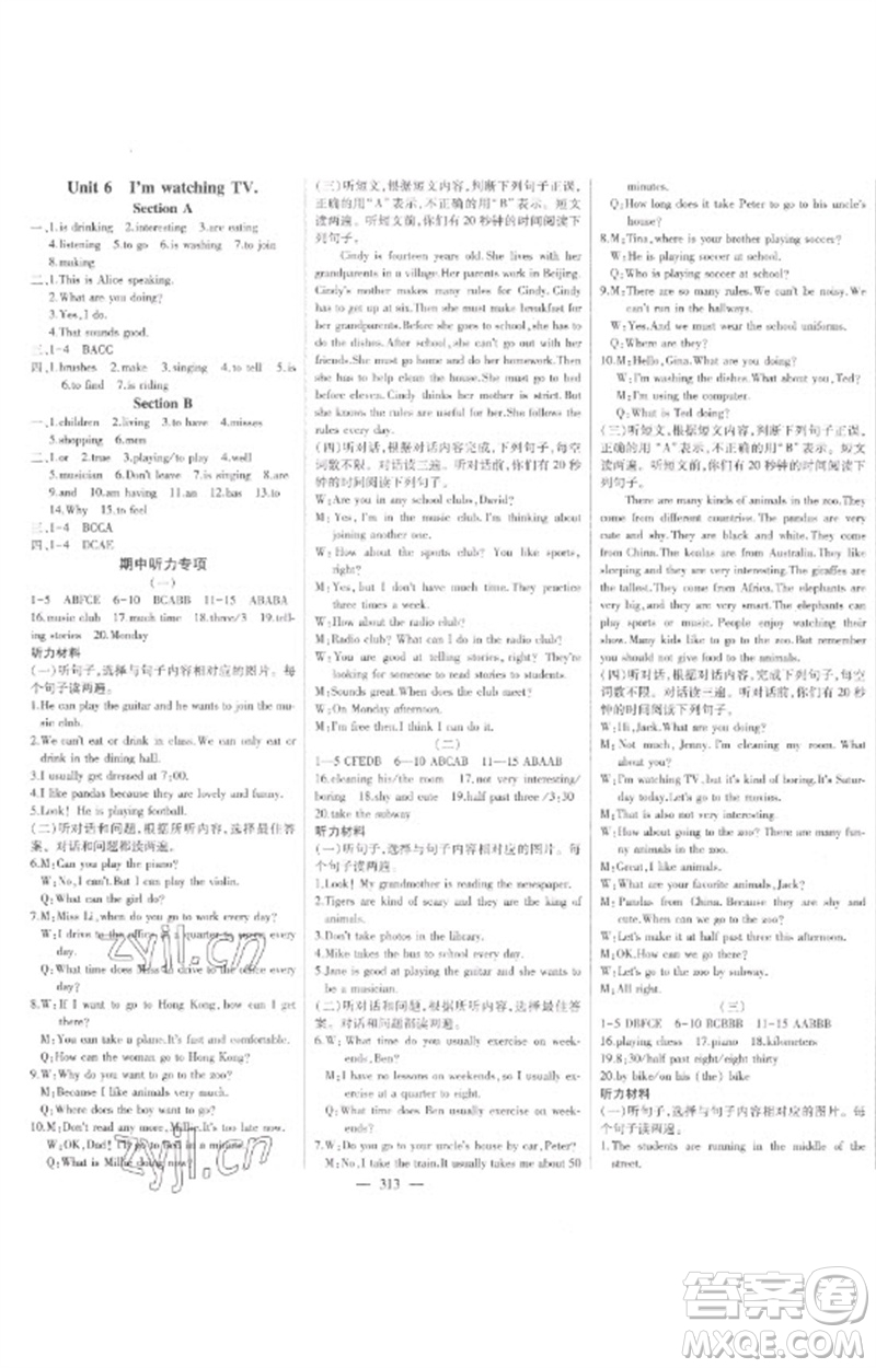 吉林人民出版社2023初中新課標(biāo)名師學(xué)案智慧大課堂七年級(jí)英語(yǔ)下冊(cè)人教版參考答案