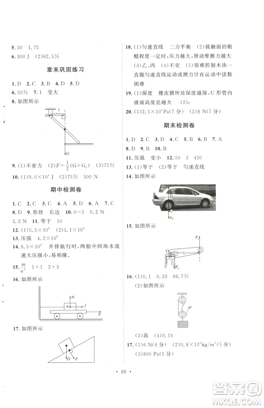 陜西人民出版社2023實(shí)驗(yàn)教材新學(xué)案八年級(jí)下冊(cè)物理人教版參考答案